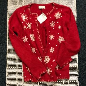 Beaded Snowflake - Cardigan Christmas Sweater